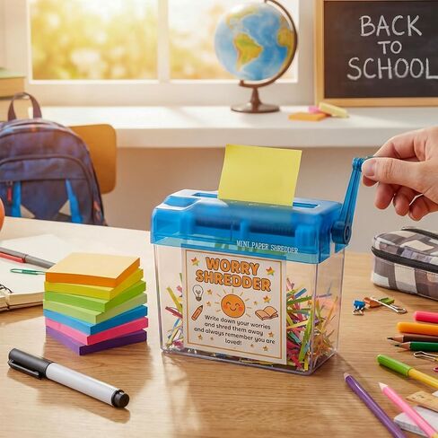AmazingSpark Mini Worry Shredder Set for School Counselors Portable Manual Paper Shredder for Anxiety Relief, Teacher Classroom Must Haves, Back to School and Office Supplies, Inspirational Gifts in Kuwait