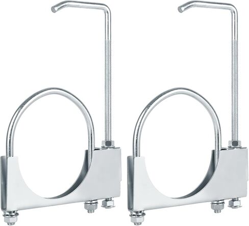 2 Pcs 4 Inch Universal Exhaust Clamp with Hanger - Heavy Duty Steel Clamp with Muffler Hanger for Automotive, Cars, Trucks Pipes in Kuwait