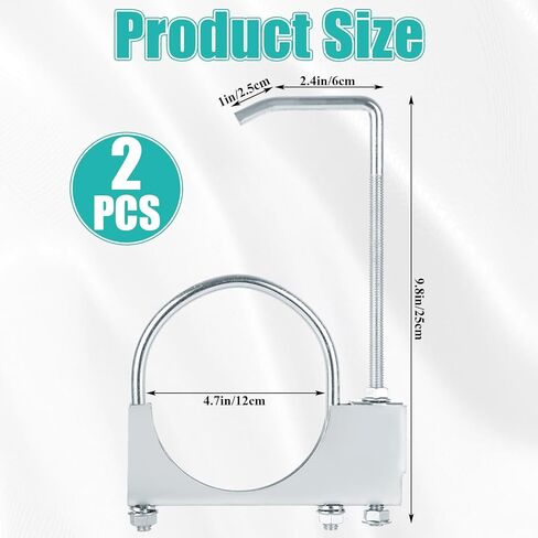 2 Pcs 4 Inch Universal Exhaust Clamp with Hanger - Heavy Duty Steel Clamp with Muffler Hanger for Automotive, Cars, Trucks Pipes in Kuwait