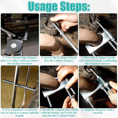 2 Pcs 4 Inch Universal Exhaust Clamp with Hanger - Heavy Duty Steel Clamp with Muffler Hanger for Automotive, Cars, Trucks Pipes in Kuwait