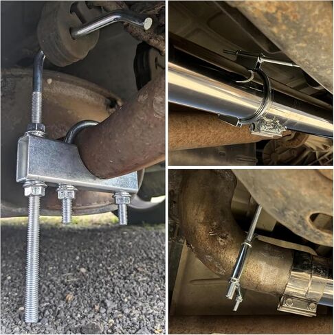 2 Pcs 4 Inch Universal Exhaust Clamp with Hanger - Heavy Duty Steel Clamp with Muffler Hanger for Automotive, Cars, Trucks Pipes in Kuwait