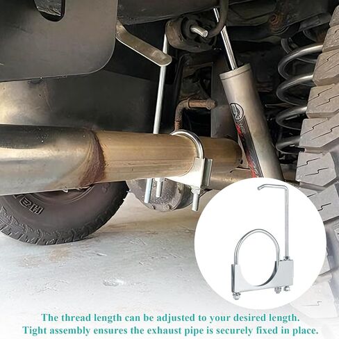 2 Pcs 4 Inch Universal Exhaust Clamp with Hanger - Heavy Duty Steel Clamp with Muffler Hanger for Automotive, Cars, Trucks Pipes in Kuwait