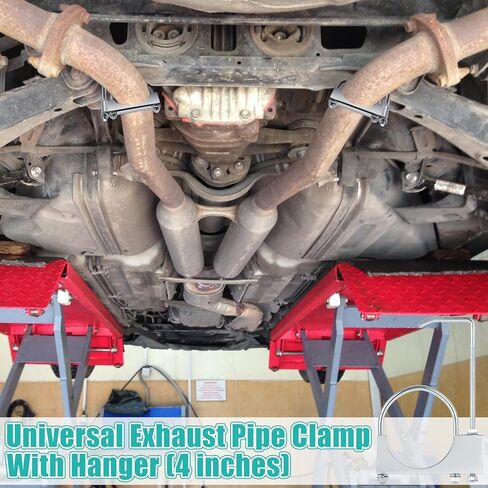 2 Pcs 4 Inch Universal Exhaust Clamp with Hanger - Heavy Duty Steel Clamp with Muffler Hanger for Automotive, Cars, Trucks Pipes in Kuwait
