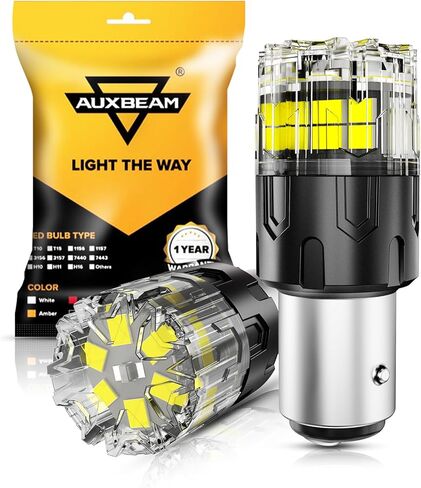 Auxbeam 2026 B2 Series 1156 LED Bulb Amber Soft Light Long Life 400% Brighter P21W 1141 BA15S Bulbs for Turn Signal Blinker DRL Parking Lights (Need Resistors for Brake or Turn Signal Light Use) in Kuwait