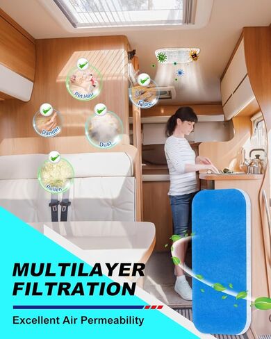 استبدال فلتر التيار المتردد RV (4 عبوات)، 12.7x5.5 بوصة MERV 6 مرشحات عالية الكفاءة تناسب مدرب Entegra والعجلة الخامسة الفاخرة، مرشحات تهوية بوليستر مطورة للتخييم، قابلة للغسل in Kuwait