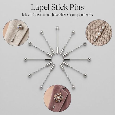 20Pcs Metal Stick Pin, Copper Long Needle Eye Pin with Stopper Ends Round Ball Metal Brooch Boutonniere Sticks Pins Stick for Jewelry Making for DIY Craft Jewelry Making Accessories in Kuwait