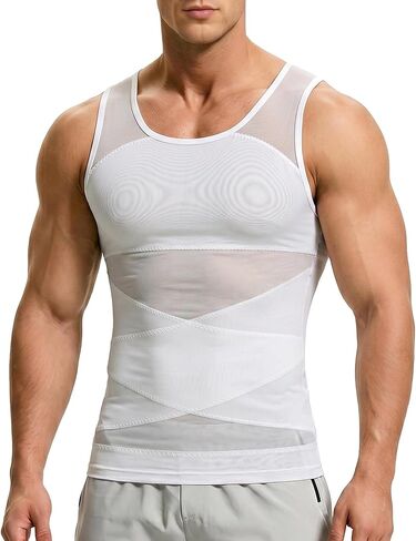 ISUP Gynecomastia Mens Slimming Body Shaper Vest, Men Compression Short Sleeve Shirt, Hide Moobs Undershirts in Saudi Arabia