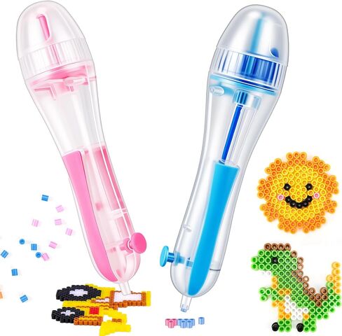 2.6mm Fuse Beads Pen - 2 Pack Automatic Perler Bead Pen with Non-Slip Grip, No Jams Time Saving High Capacity Transparent Chamber for Holiday DIY Crafts, Art Projects, Cartoon Designs in Kuwait