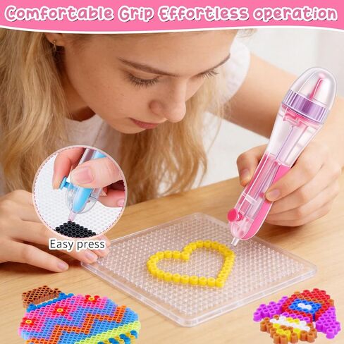 2.6mm Fuse Beads Pen - 2 Pack Automatic Perler Bead Pen with Non-Slip Grip, No Jams Time Saving High Capacity Transparent Chamber for Holiday DIY Crafts, Art Projects, Cartoon Designs in Kuwait