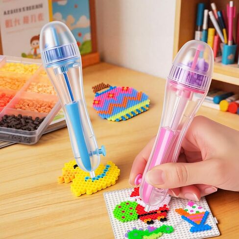 2.6mm Fuse Beads Pen - 2 Pack Automatic Perler Bead Pen with Non-Slip Grip, No Jams Time Saving High Capacity Transparent Chamber for Holiday DIY Crafts, Art Projects, Cartoon Designs in Kuwait