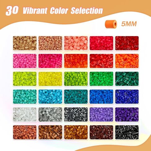 Malynme Fuse Beads, 30 Colors 13000 Pcs 5mm Fuse Beads Kit, Melty Beads Refill for DIY Projects in Kuwait