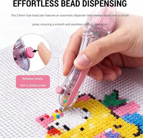 2.6mm Fuse Bead Pen with Automatic Dispenser - 2 Pieces Melty Beads for DIY Decor, Holiday Crafts, and Art Projects - Non-Slip Grip, Easy Press, Ideal for Adults and Gift Giving in Kuwait