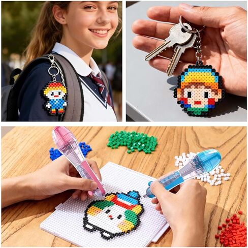 2.6mm Fuse Bead Pen with Automatic Dispenser - 2 Pieces Melty Beads for DIY Decor, Holiday Crafts, and Art Projects - Non-Slip Grip, Easy Press, Ideal for Adults and Gift Giving in Kuwait