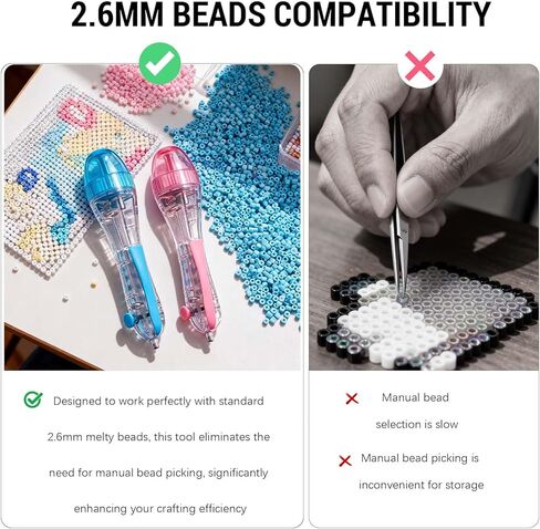 2.6mm Fuse Bead Pen with Automatic Dispenser - 2 Pieces Melty Beads for DIY Decor, Holiday Crafts, and Art Projects - Non-Slip Grip, Easy Press, Ideal for Adults and Gift Giving in Kuwait