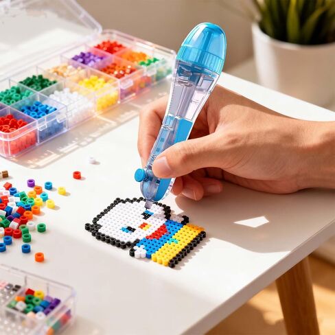 2.6mm Fuse Bead Pen with Automatic Dispenser - 2 Pieces Melty Beads for DIY Decor, Holiday Crafts, and Art Projects - Non-Slip Grip, Easy Press, Ideal for Adults and Gift Giving in Kuwait