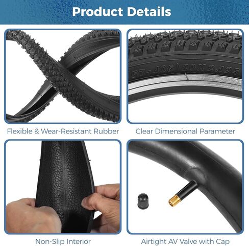 قطعتان من إطارات الدراجة مقاس 24/26 × 1.95 وقطعتان من أنبوب الدراجة مقاس 24/26 × 1.75-2.215 بوصة مع أدوات إصلاح الإطارات، إطارات دراجة قابلة للطي مقاس 24 بوصة إطار دراجة جبلية مقاس 26 بوصة، إطارات دراجة جبلية محمولة in Saudi Arabia