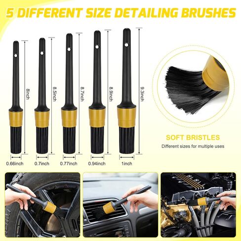 Nilight 15PCS Car Detailing Kit Auto Cleaning Tools Wash Set with Storage Carry Bag Beginners Easy to Use for Interior Exterior Car Care Clean Windshield Dashboard Seat Air Vents Wheels Tires, Yellow in Saudi Arabia