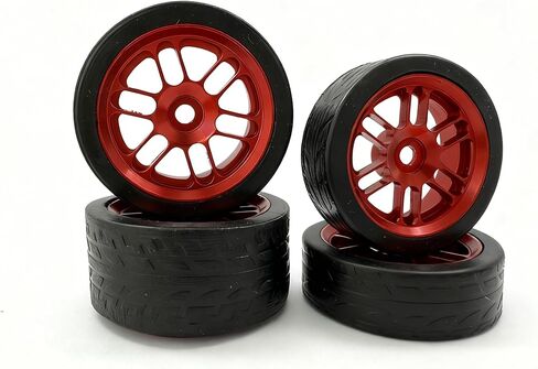Keeda 4Pack Finished Racing Wheel and Tire Set for Losi Micro-B 1/24 RC Car 7mm Hex, Lightweight Alloy Rims & TPE Tires for Losi Micro b Upgrade (Silver) in Saudi Arabia
