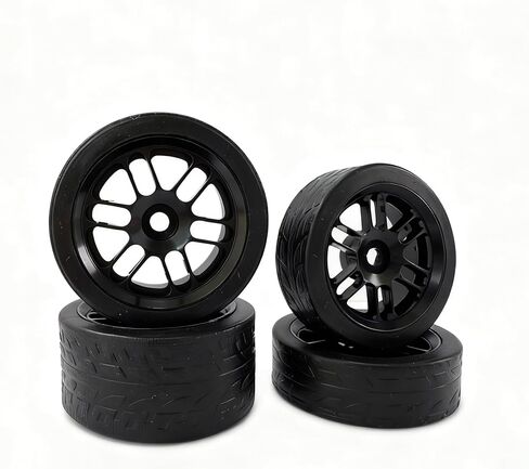 Keeda 4Pack Finished Racing Wheel and Tire Set for Losi Micro-B 1/24 RC Car 7mm Hex, Lightweight Alloy Rims & TPE Tires for Losi Micro b Upgrade (Silver) in Saudi Arabia