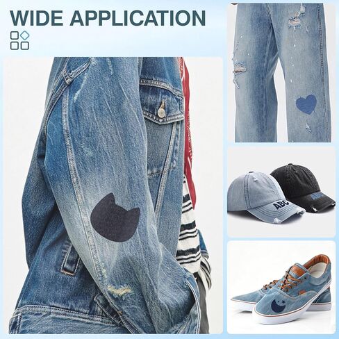 Iron on Patches for Jeans Kit, 50PCS Patches for Jeans, Iron on Denim Patches for Inside Jeans, Clothing, Denim, Knee, Pants 3.8" by 5"(Five Colors). in Kuwait