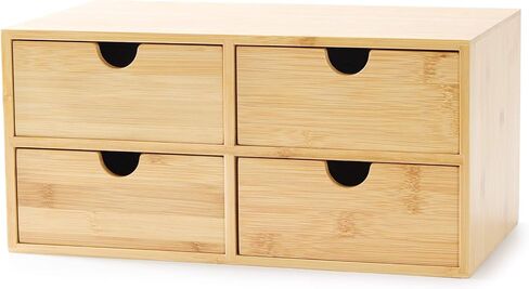 Wisuce Bamboo Desk Drawer Organizer, Desktop Organizer with Drawers Tabletop Storage Organization Box for Office Home Toiletries Supplies Vanity, No Assembly Required(1 with shelf-3 Drawers) in Saudi Arabia