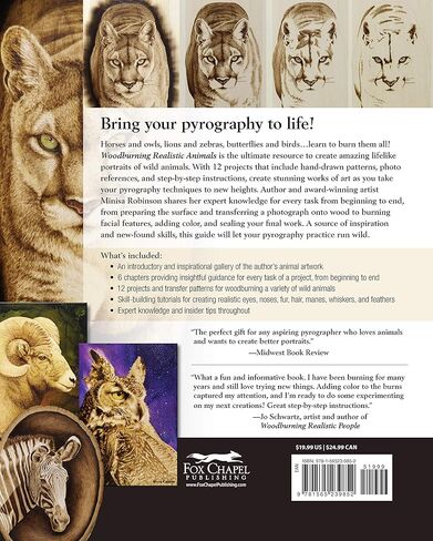 Woodburning Realistic Animals: 12 Step-by-Step Pyrography Projects of Birds, Pets, and Wildlife (Fox Chapel Publishing) Tutorials for Eyes, Fur, Manes, & Whiskers; Projects for Big Cats, Owls, & More in Kuwait
