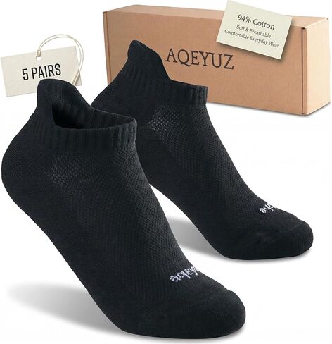 94% Cotton Cushioned Ankle Running Socks 5 Pairs Low Cut Athletic Socks with Tab for Women and Men in Saudi Arabia
