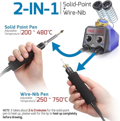 WEP 939D VII 2-IN-1 مجموعة حرق الخشب 84-IN-1 مع 51 نقطة صلبة و23 سلكًا مناقير الخشب مع 2 استنسل لأرقام الحروف، 6 خشب غير مكتمل، 1 حامل أقلام، أداة حرق in Kuwait