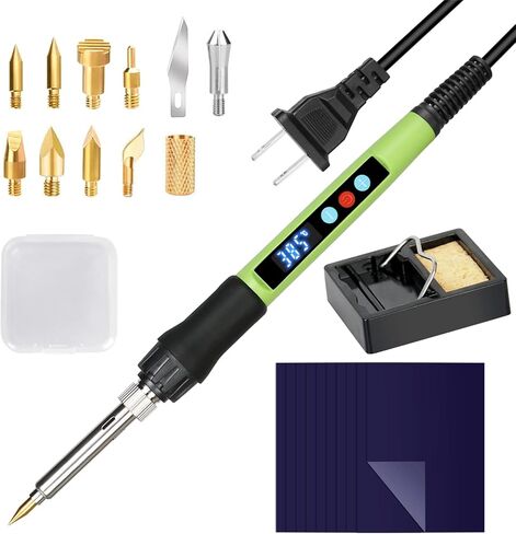 Wood Burning kit, 100W Professional WoodBurning Pen Tool, DIY Creative Tools with LED Display Adjust Temp Switch 180~500℃,Wood Burner for Embossing,Carving,Pyrography,Suitable for Beginners,Adults in Kuwait