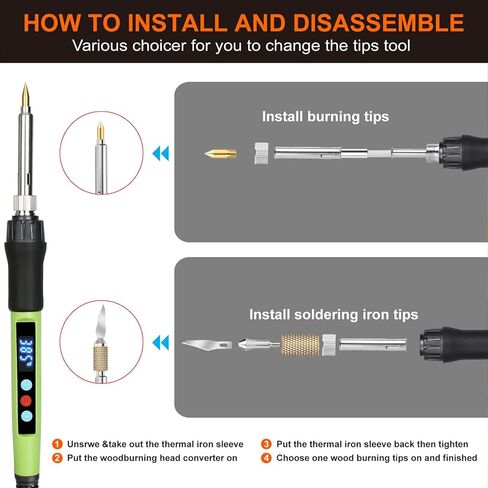 Wood Burning kit, 100W Professional WoodBurning Pen Tool, DIY Creative Tools with LED Display Adjust Temp Switch 180~500℃,Wood Burner for Embossing,Carving,Pyrography,Suitable for Beginners,Adults in Kuwait