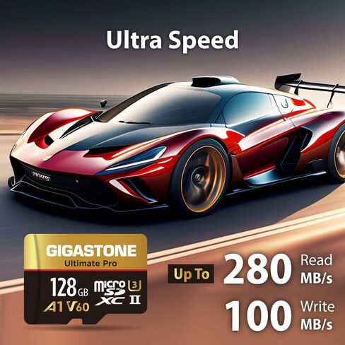 [5-Yrs Free Data Recovery] Gigastone 256GB Micro SD Card, Ultimate Pro, MicroSDXC Memory Card for Camera, R/W up to 280/180 MB/s, UHS-II U3 A1 V60 C10, with Adapter in Saudi Arabia