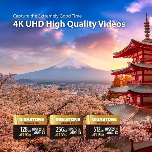 [5-Yrs Free Data Recovery] Gigastone 256GB Micro SD Card, Ultimate Pro, MicroSDXC Memory Card for Camera, R/W up to 280/180 MB/s, UHS-II U3 A1 V60 C10, with Adapter in Saudi Arabia