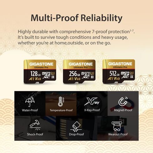 [5-Yrs Free Data Recovery] Gigastone 256GB Micro SD Card, Ultimate Pro, MicroSDXC Memory Card for Camera, R/W up to 280/180 MB/s, UHS-II U3 A1 V60 C10, with Adapter in Saudi Arabia