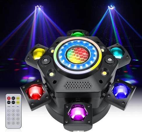 Moving Head DJ Lights, 150W RGBW LED 6 Arm Disco Ball Light with Mixed Lighting Effects, Sound Activated, DMX 512 Remote Control DJ Lights for Disco Club Wedding Party in Saudi Arabia