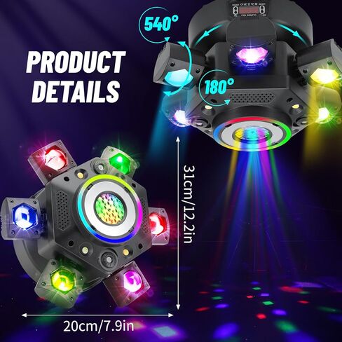 Moving Head DJ Lights, 150W RGBW LED 6 Arm Disco Ball Light with Mixed Lighting Effects, Sound Activated, DMX 512 Remote Control DJ Lights for Disco Club Wedding Party in Saudi Arabia