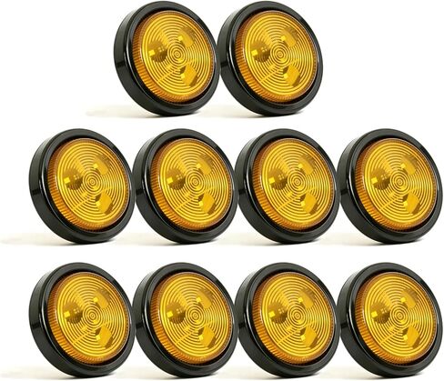 2" 3LED Round Trailer Lights, Amber Lens 12V Side Marker LED Stop Turn Tail Lights Brake Lights High Brightness, IP65 Waterproof for Truck RV Camper 10Pcs GWI202 in Kuwait