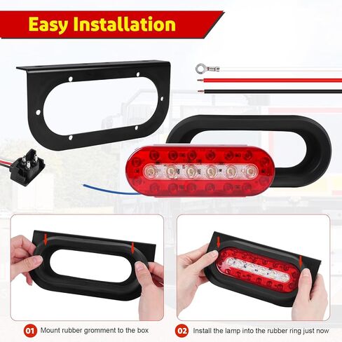 LIMICAR LED Trailer Lights Kit, 6 Inch Oval Tail Lights with Backup Reverse, DOT Compliant IP67 Waterproof, Brackets + 25FT 5-Pin Harness + 13.8" Light Bar + Markers, Stop Brake Turn for Boat RV Truck in Kuwait