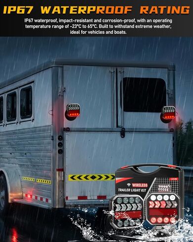 Wireless Trailer Lights Magnetic, LED Trailer Lights with Running, Turn Signal & Reverse Functions, 100FT 4&7-Pin Plug, Suitable for Trucks, Boats, RVs, Campers in Kuwait