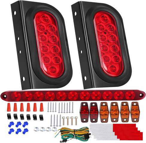6" Oval LED Trailer Lights Kit with Mounting Bracket, Submersible Stop Brake Tail Light, Light Bar and Wiring Harness for Boat Truck RV Trailer in Kuwait