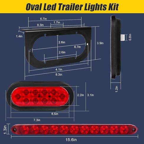 6" Oval LED Trailer Lights Kit with Mounting Bracket, Submersible Stop Brake Tail Light, Light Bar and Wiring Harness for Boat Truck RV Trailer in Kuwait