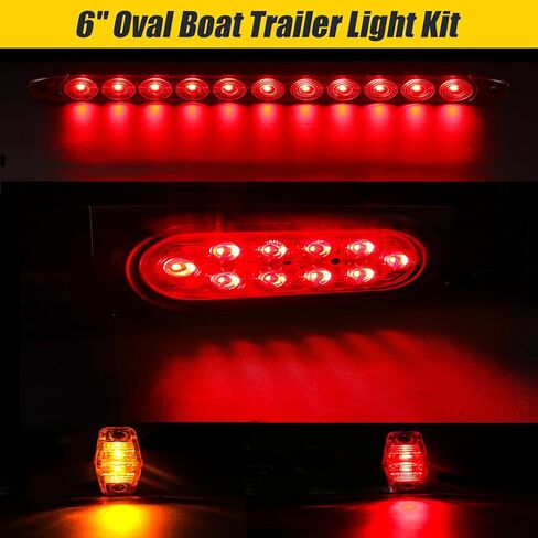 6" Oval LED Trailer Lights Kit with Mounting Bracket, Submersible Stop Brake Tail Light, Light Bar and Wiring Harness for Boat Truck RV Trailer in Kuwait