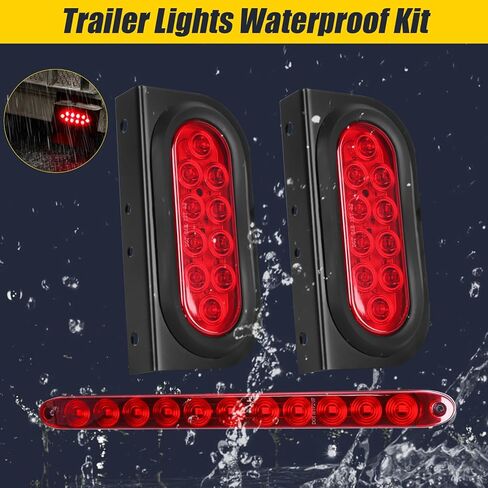 6" Oval LED Trailer Lights Kit with Mounting Bracket, Submersible Stop Brake Tail Light, Light Bar and Wiring Harness for Boat Truck RV Trailer in Kuwait