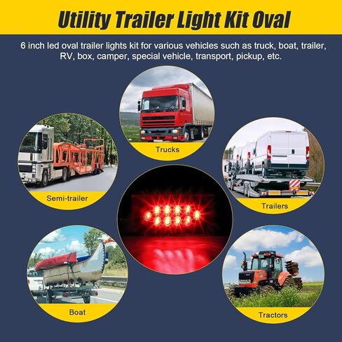 6" Oval LED Trailer Lights Kit with Mounting Bracket, Submersible Stop Brake Tail Light, Light Bar and Wiring Harness for Boat Truck RV Trailer in Kuwait