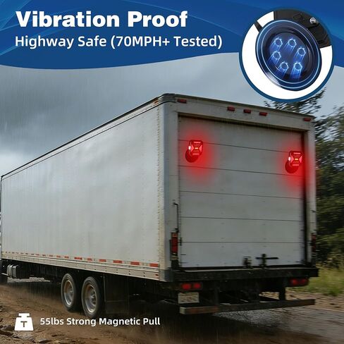 Wireless Trailer Lights Magnetic Kit, Rechargeable LED Towing Lights 164ft Stable Signal, IP67 Waterproof No Wiring Brake Turn Signal Tail Light for Truck, RV, Boat, Camper (DOT Compliant) in Kuwait