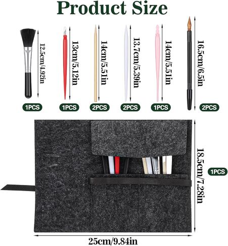 Nogeqi 11 Pcs Scratch Art Tools Scratching Drawing Tools Set: Artist Glove, Tool Bag, Scratch Coloring Pens, Plastic and Wooden Stylus, Scraper, Repair Pen, Clean Brush for Adults Teens Painting Paper in Kuwait
