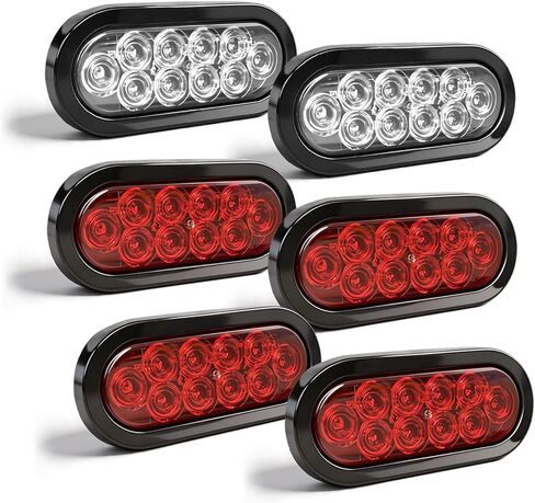مصابيح خلفية LED بيضاوية مقاس 6 بوصات مع مقابس حلقات تثبيت متدفقة، IP65 مقاومة للماء 12 فولت أضواء إيقاف الفرامل لشاحنة التخييم RV Jeep، 4 قطع GWI601 in Kuwait