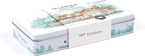 Tombow 56305 Urban Sketching Set, 8-Piece Art Set with Dual Brush Pens, Colored Pencils, Water Brush, Mechanical Pencil, Drawing Pen in Kuwait