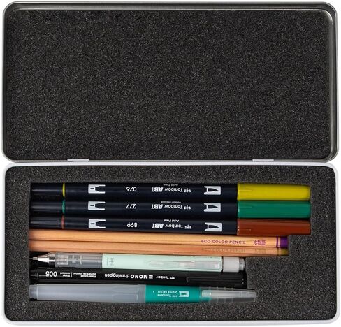 Tombow 56305 Urban Sketching Set, 8-Piece Art Set with Dual Brush Pens, Colored Pencils, Water Brush, Mechanical Pencil, Drawing Pen in Kuwait
