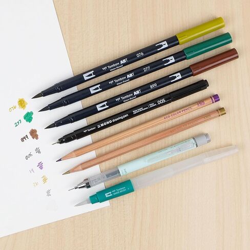 Tombow 56305 Urban Sketching Set, 8-Piece Art Set with Dual Brush Pens, Colored Pencils, Water Brush, Mechanical Pencil, Drawing Pen in Kuwait