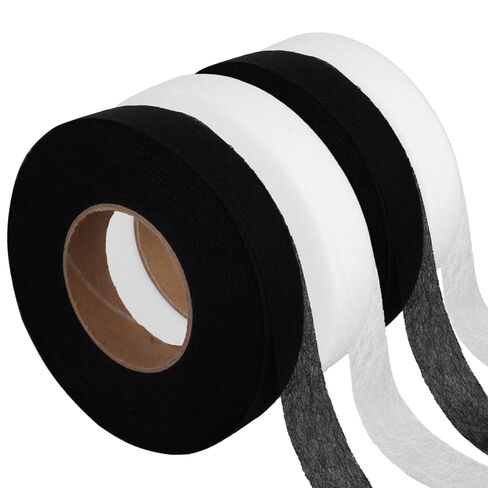 4 Rolls 280 Yards Hemming Tapes, 1 Inch Diy Fabric Iron Hem Tape for Pants Clothes DIY Crafts, Iron On No Sew Hemming Tape for Pants Dresses Curtains, Fusible Seam Hem Adhesive Tape Black White in Kuwait